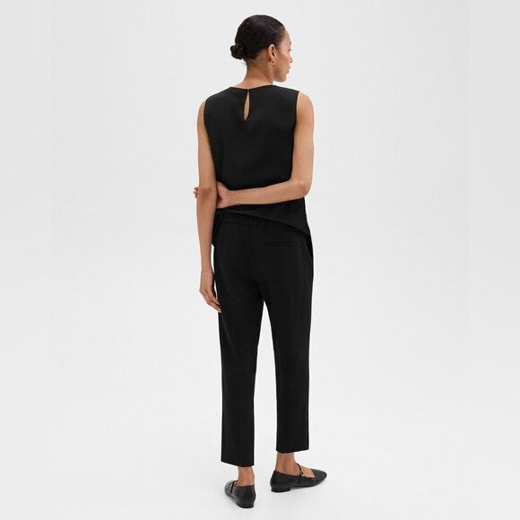 Theory NWT Treeca Pull-On Pant in Admiral Crepe in Black Size 00 - Picture 3 of 6